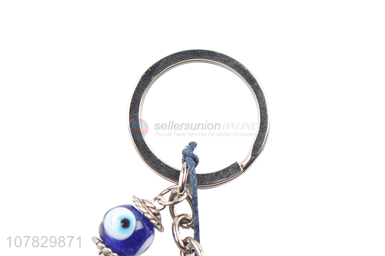 Hot sale silver eyebow design bead chain metal keychain pendant