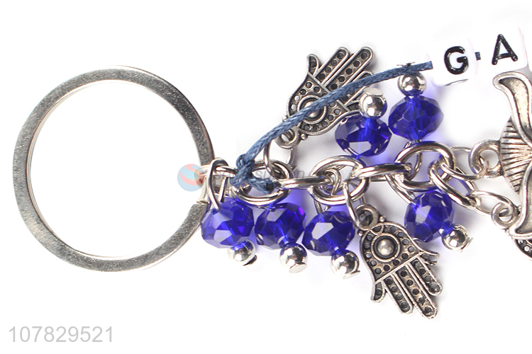 Yiwu wholesale blue metal pendant keychain