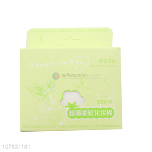 Wholesale 100 sheets square disposable natural makeup cotton pads