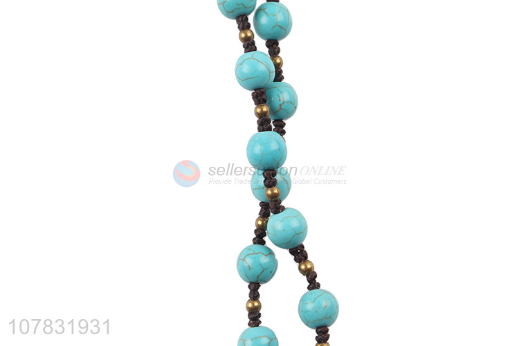 Factory wholesale blue bead chain braided bracelet for ladies