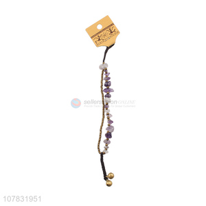 Yiwu direct sale purple braided bracelet stone bead chain