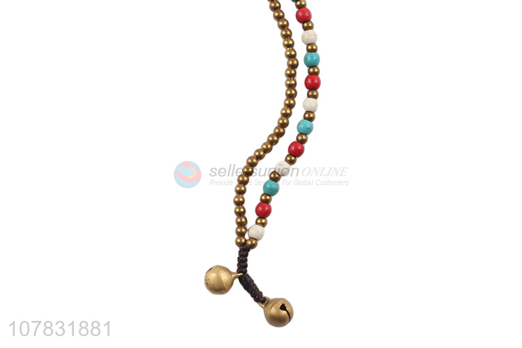 Good price ladies bell bracelet double bead chain