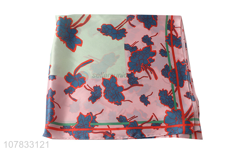 China factory flower pattern printing lady silk scarf