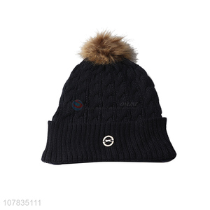 Popular product pompom knitted hat sport beanies men winter thick cap
