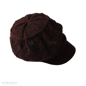 China factory men women knitted peaked cap adult winter hat wholesale
