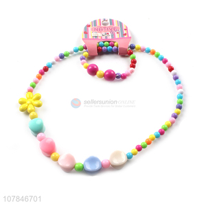 New Style Colorful Necklace With Beaded Bracelet Set
