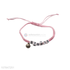Good price pink decorative women letter hand strip bracelet