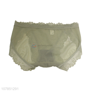 Low price green breathable lace bow ladies panties