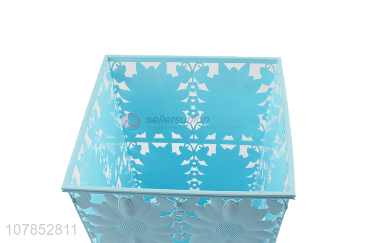 Best selling blue hollow fashion rubbish bin with top quality