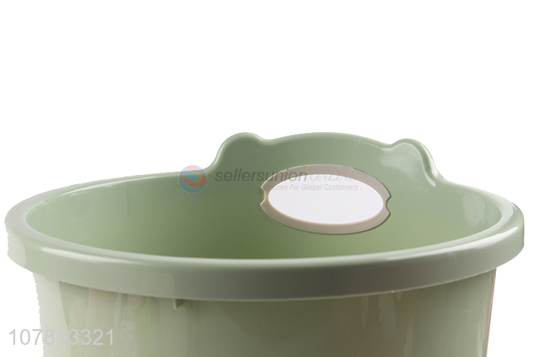 Creative design green cartoon plastic trash can