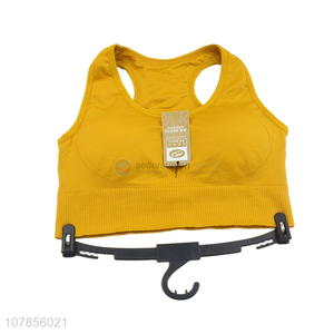 Fashion style yellow lady sports yoga shockproof underwear bra