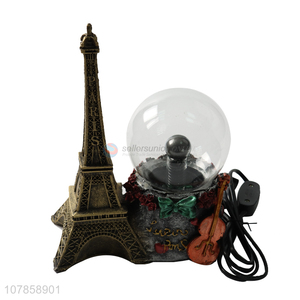 China products creative resin eifel tower statue static plasma ball lamp