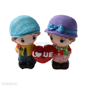 Most popular kawaii resin couple doll craft home car ornaments