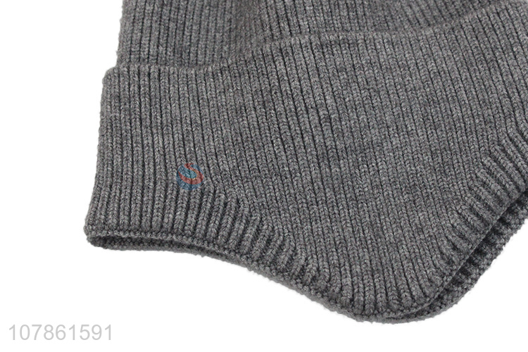 New design grey fashion decorative knitted hat for sale