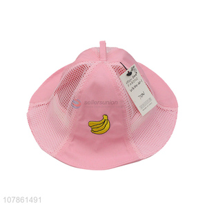 Hot sale pink banana embroidery windproof fisherman hat for kids