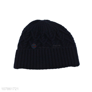 Top quality black fashion knitted hat for men and women