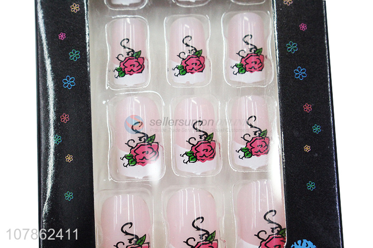 New Design Flower Pattern Fake Nail Tips Artificial Nails