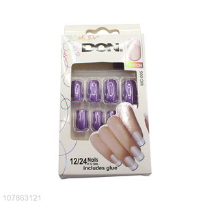 Latest Nail Art Purple Fingernail Tips Fake Gel Nails