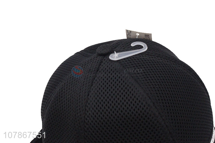 Factory direct sale black breathable baseball cap outdoor sun cap