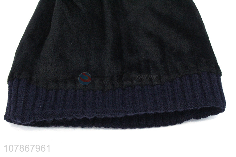 Yiwu wholesale blue embroidery woolen hat men sports warm knitted hat