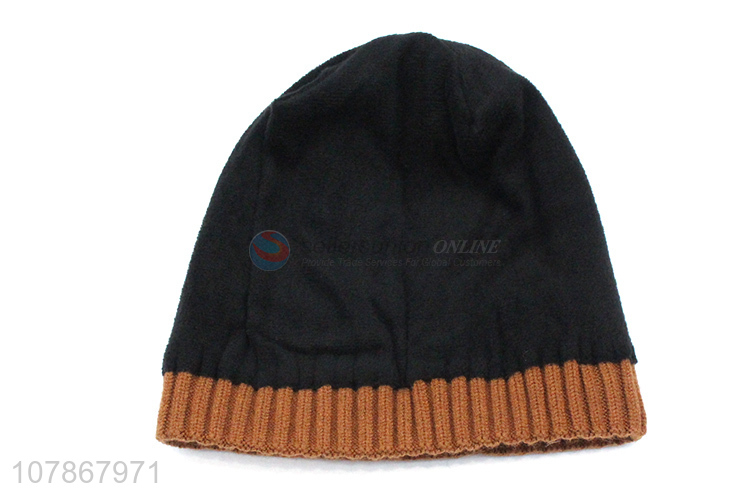 Good wholesale price orange plus fleece warm sports knitted hat