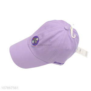 Yiwu wholesale purple embroidery cartoon mouse kids baseball cap
