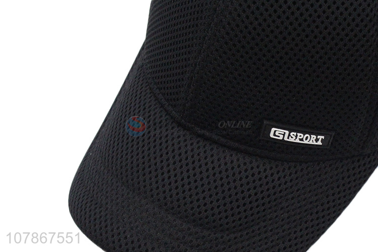 Factory direct sale black breathable baseball cap outdoor sun cap