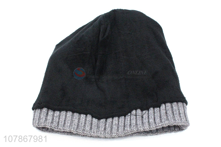 Factory direct sale gray wool knitted hat men sports melon leather hat