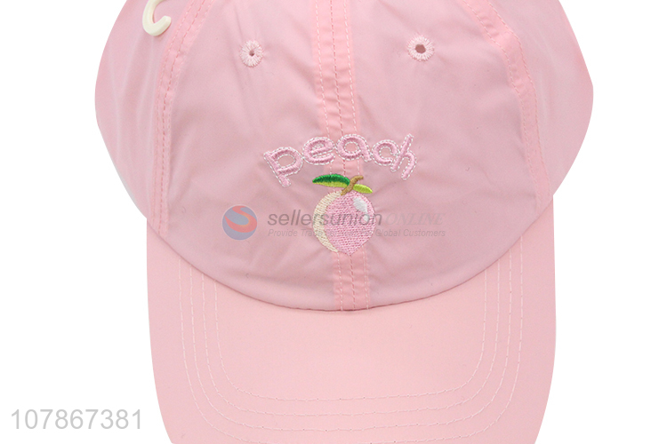 Good quality pink embroidery baseball cap kids sports cap wholesale