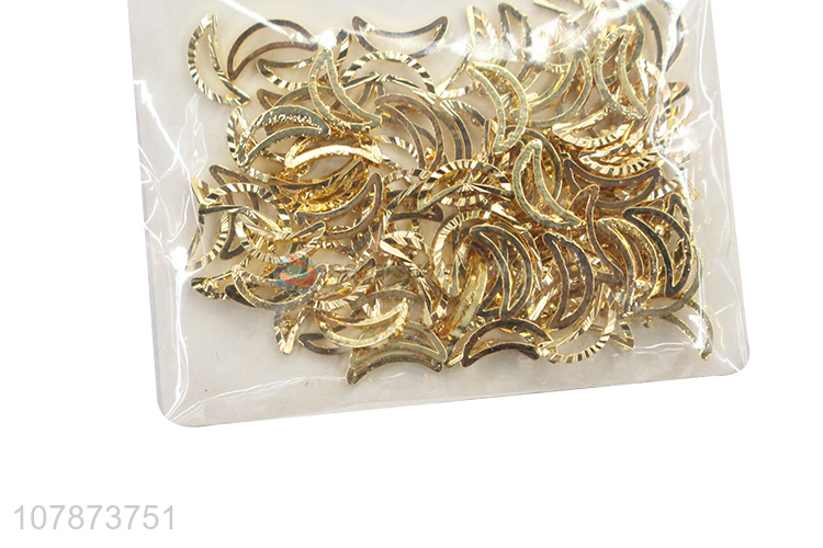Yiwu Direct Sale Golden Moon Nail Rhinestone DIY Metal Accessories