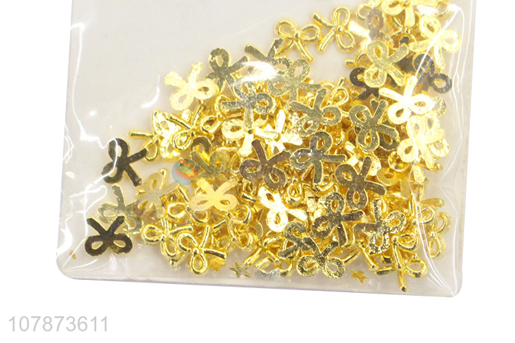 Low price Wholesale Golden Bowknot DIY Nail Art Jewelry for Lady