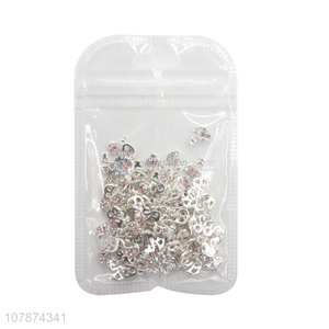 Low price silver three-dimensional swan metal nail art accessories