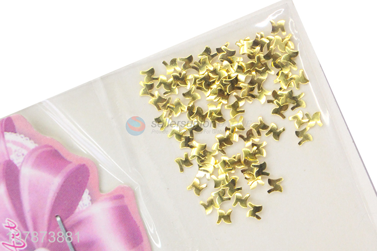 China Factory Wholesale Golden Nail Art Diamond Metal DIY Nail Art Decoration