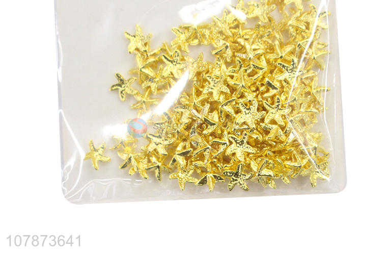 New design golden starfish sticker diamond ladies DIY nail art decoration