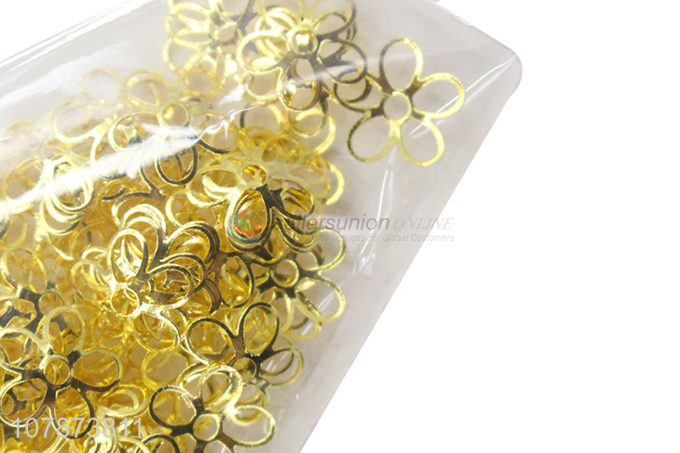 Yiwu Wholesale Golden Hollow Nail Art Diamond Metal Decoration Accessories