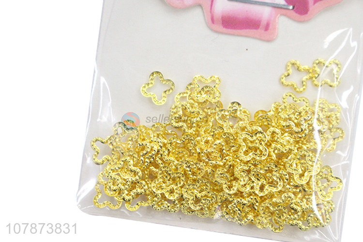 Factory direct sale golden hollow metal nail art DIY jewelry