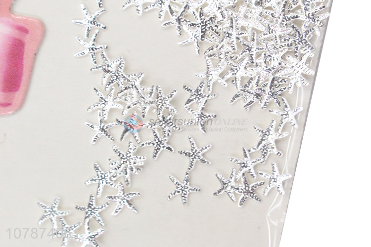 New design silver starfish sticker diamond ladies DIY nail art decoration