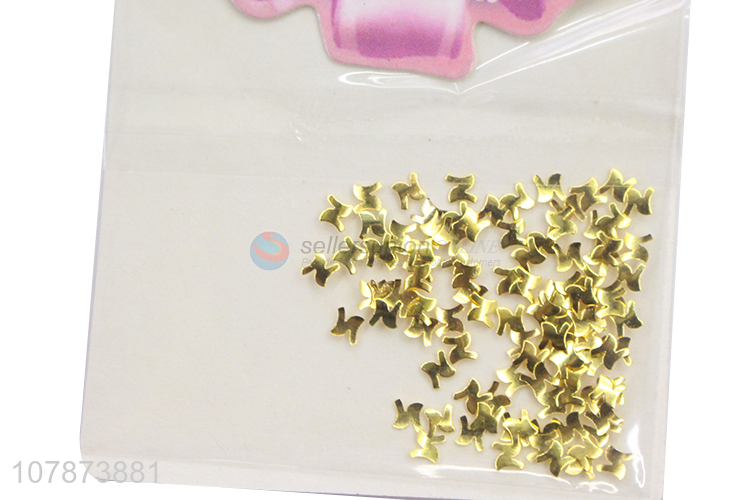 China Factory Wholesale Golden Nail Art Diamond Metal DIY Nail Art Decoration