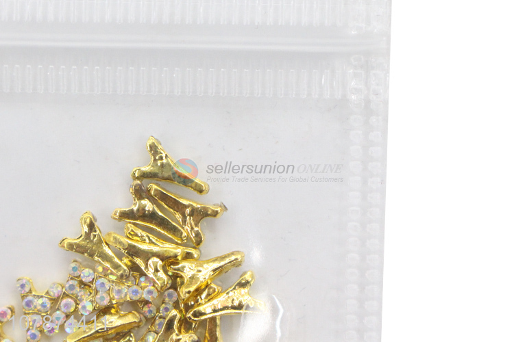 Creative golden letter Y with diamond metal accessories ladies nail art drill