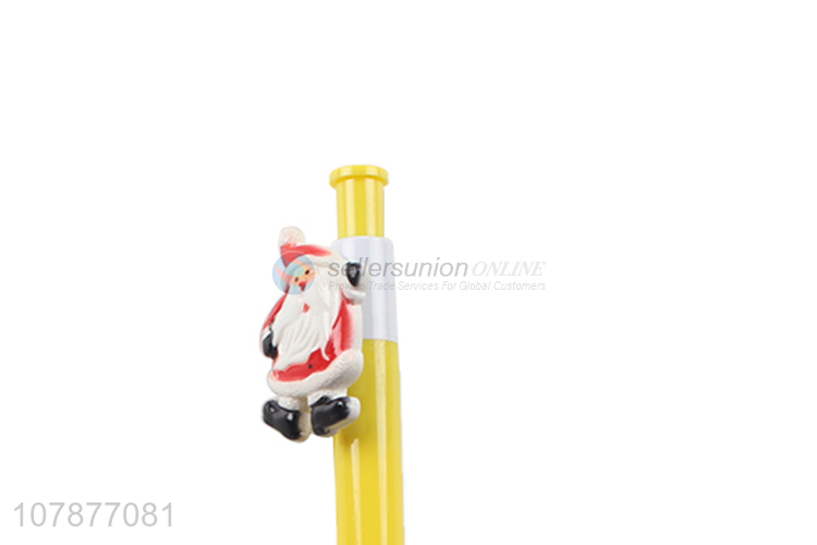 Hot selling yellow plastic Santa writing ballpoint pen wholesale