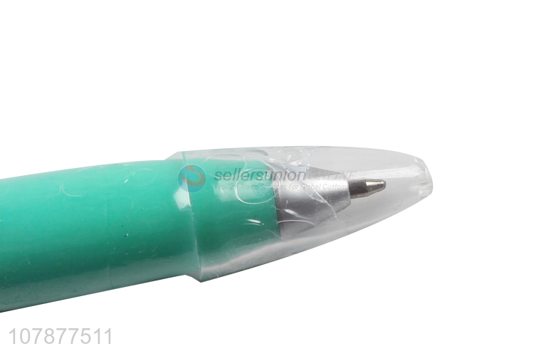 High quality green ballpoint pen plastic toy pen with cover