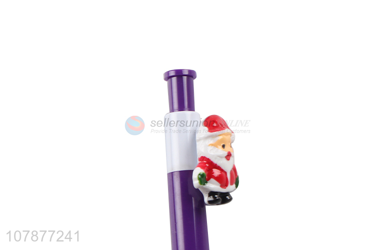 Hot selling purple plastic press writing ballpoint pen