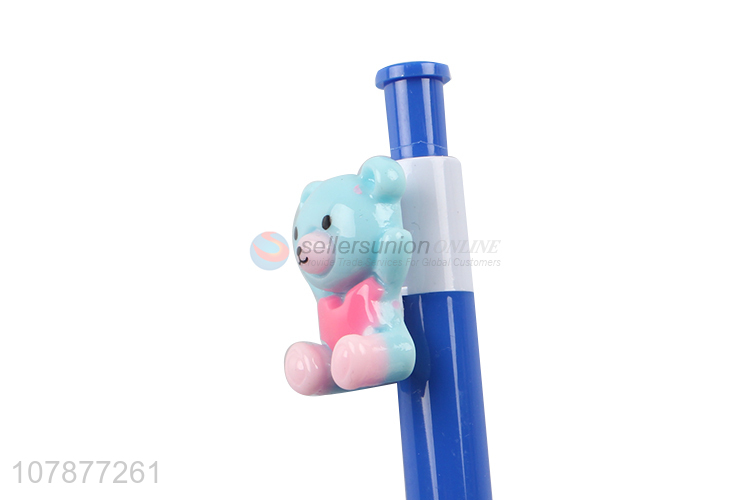 Factory wholesale blue bear plastic pressing ballpoint pen