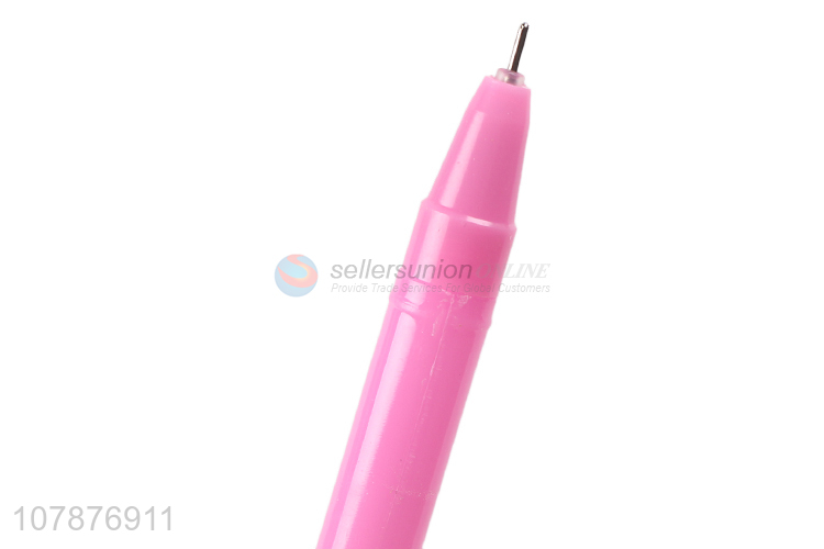 Hot sale pink plastic pen cartoon signature pen with lid