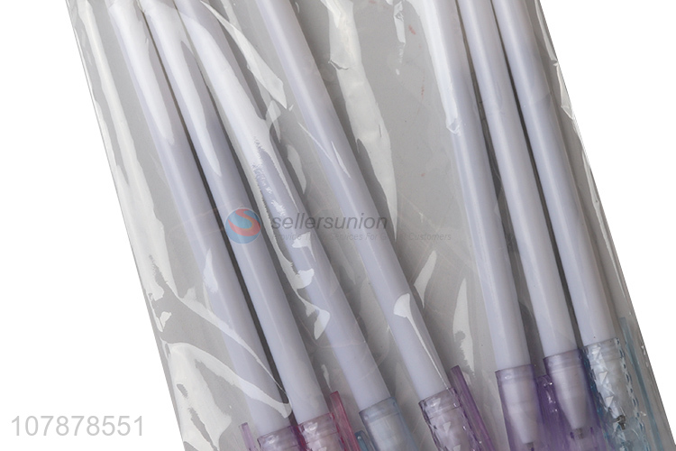 Factory direct sale white plastic ballpoint pen set with cover 7 packs