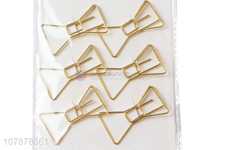 China products hollowed metal bowknot shape paper clips bookmarks