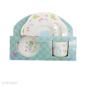 New arrival children melamine dinnerware set bowl spoon fork cup