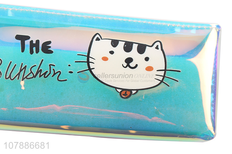 Hot sale blue cartoon plastic pencil case for student supplies