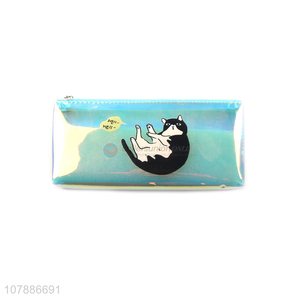 Wholesale blue cartoon cat plastic student pencil case