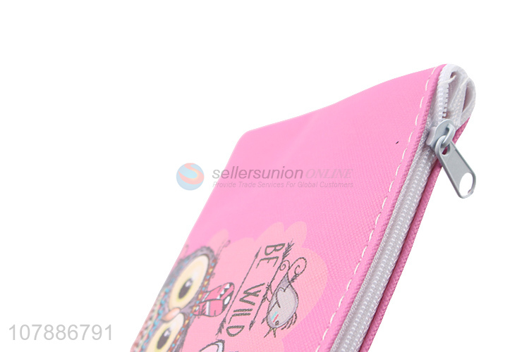 New arrival pink PU pencil case student universal stationery bag